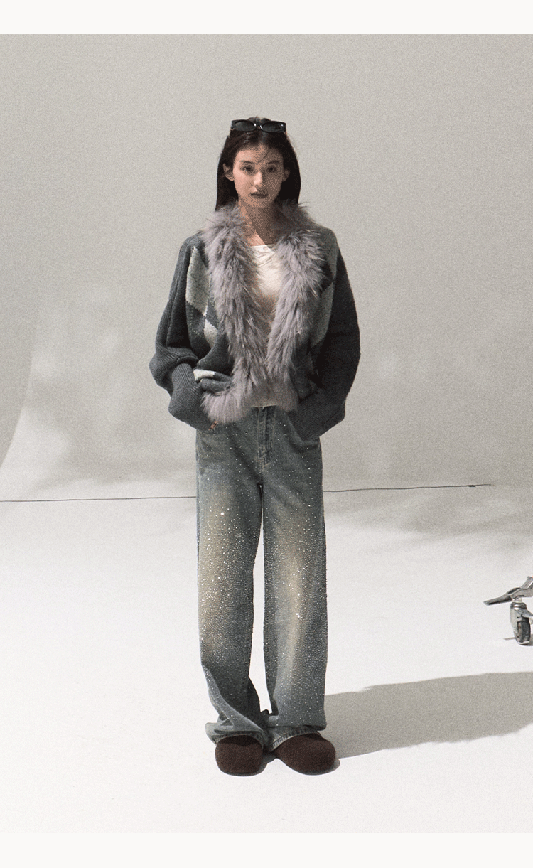 OAKMOO "Tangible Gift" - Women's Loose Cardigan with Raccoon Collar, Thick and Warm Coat.