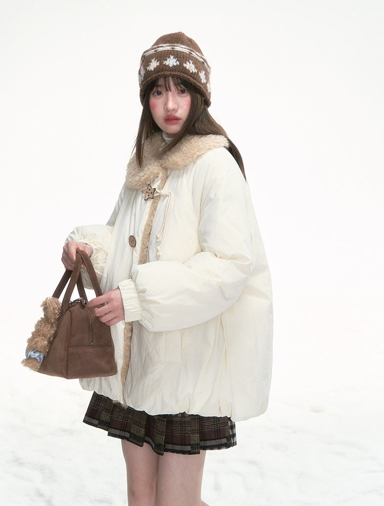 CANSTOREGIRLS 'Rongjian Xingtui' Canned Food Store winter thick warm white bud collar down jacket 90 new