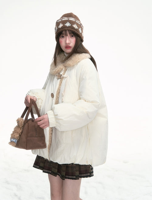 CANSTOREGIRLS Warm new 90's white floral collar down jacket from Canned Food Store 'Rongjian Xingtui' winter