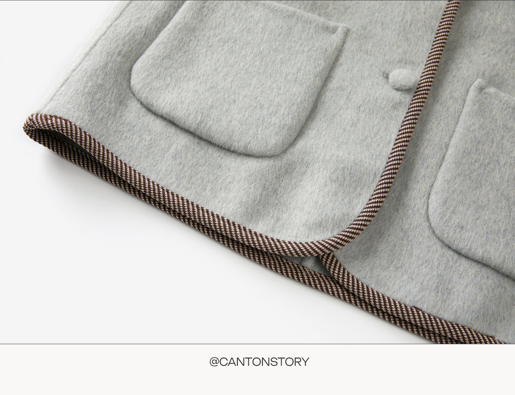 CANTONSTORY Yangcheng Story Korean style 70% wool double-sided wool coat for women winter new sweet (with handbag))