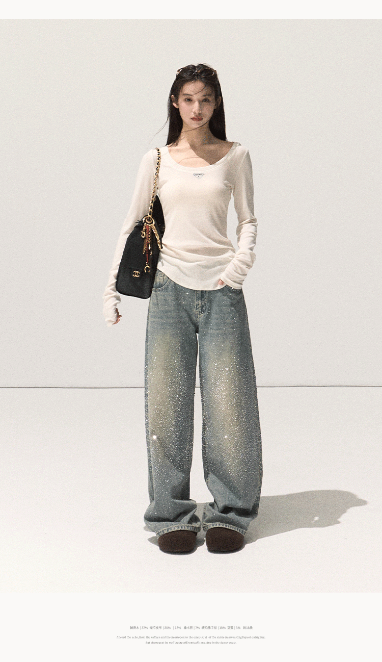 OAKMOO Tencel sweater with long sleeves, slim fit, U-neck (Sale)