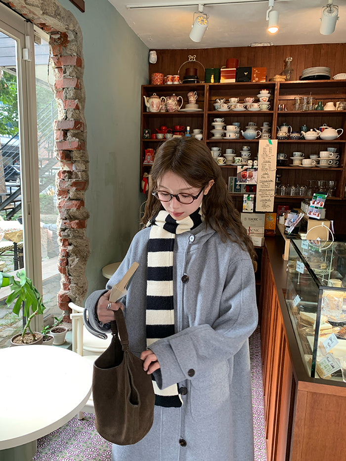 RAINY Women's Classic Single Breasted Hooded Wool Coat, Winter Design, Classic Style, Loose Fit, Versatile Wool Coat