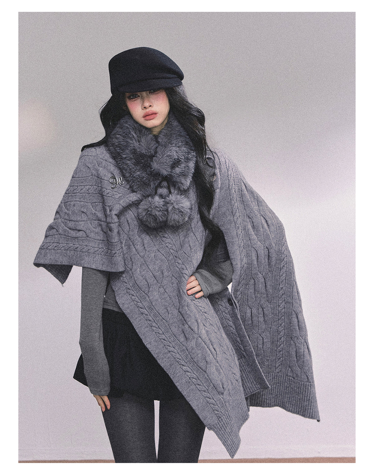 Shaoyeyan Women's Autumn Winter French Style High-end Knitted Wool Coat Loose Fit