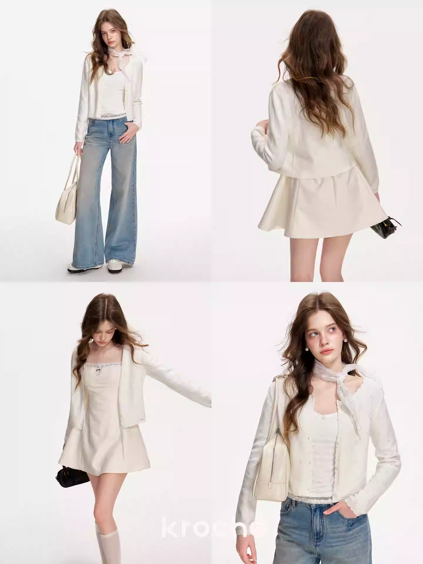 KROCHE Sunshine Whisper 26SS wavy lace long-sleeve cardigan, cutout, wool blend