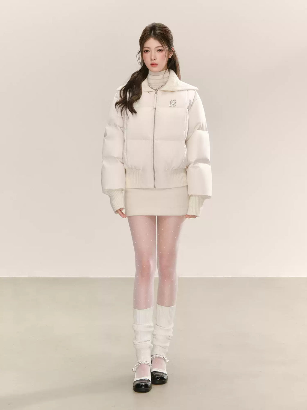 QDQD Korean style design, lapel, white short down jacket, winter style, 90% white down, thick and warm women's coat.