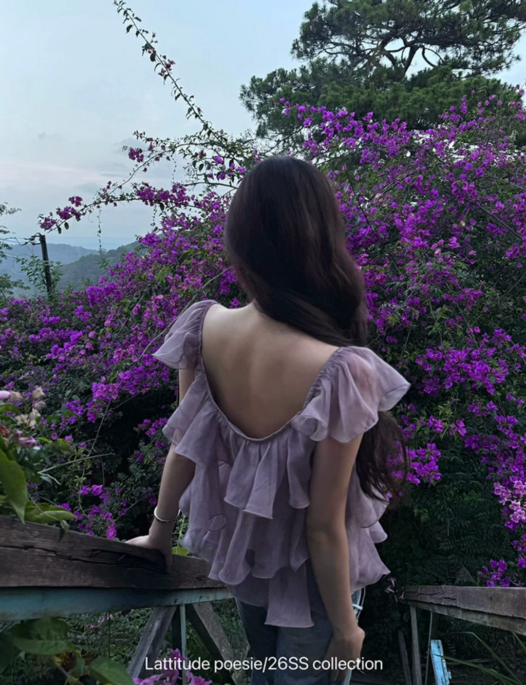 LATTITUDE Purple chiffon layered shirt with 3 layers, high quality fish silk material