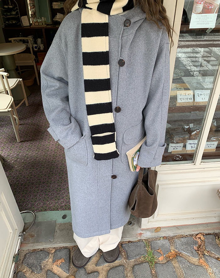 RAINY Women's Classic Single Breasted Hooded Wool Coat, Winter Design, Classic Style, Loose Fit, Versatile Wool Coat