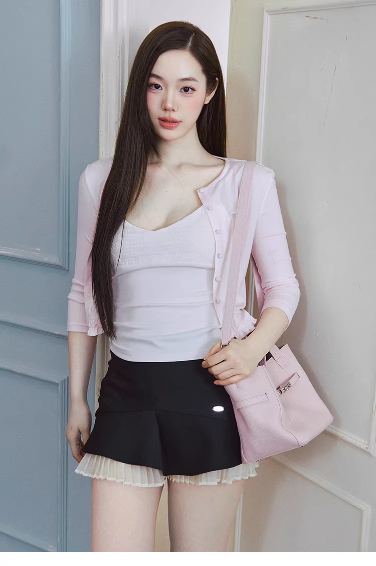 LaluneDuCiel Sea Island Waves: Irregularly pleated midi skirt, light and sweet.