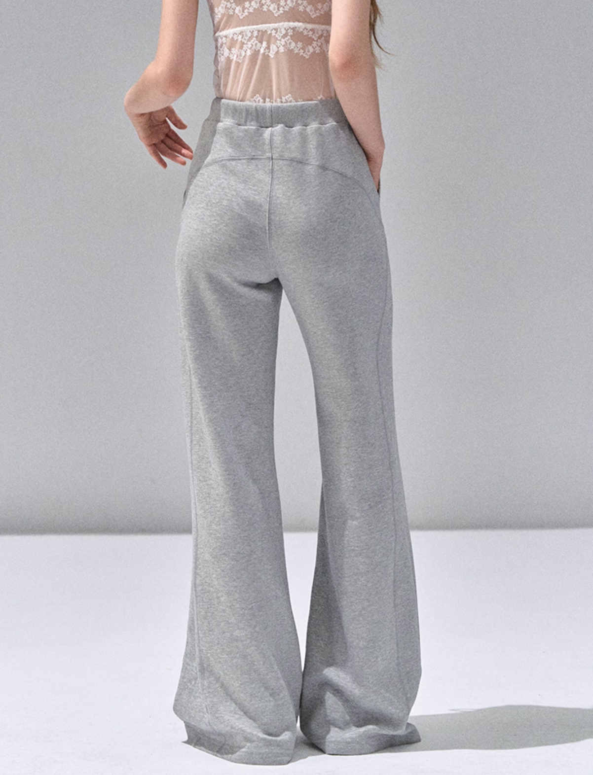 RECOIN R1C Women's Gray Drawstring High Waist Straight Leg Sweatpants, New Style Autumn/Winter 2025 Sports Pants/Pants