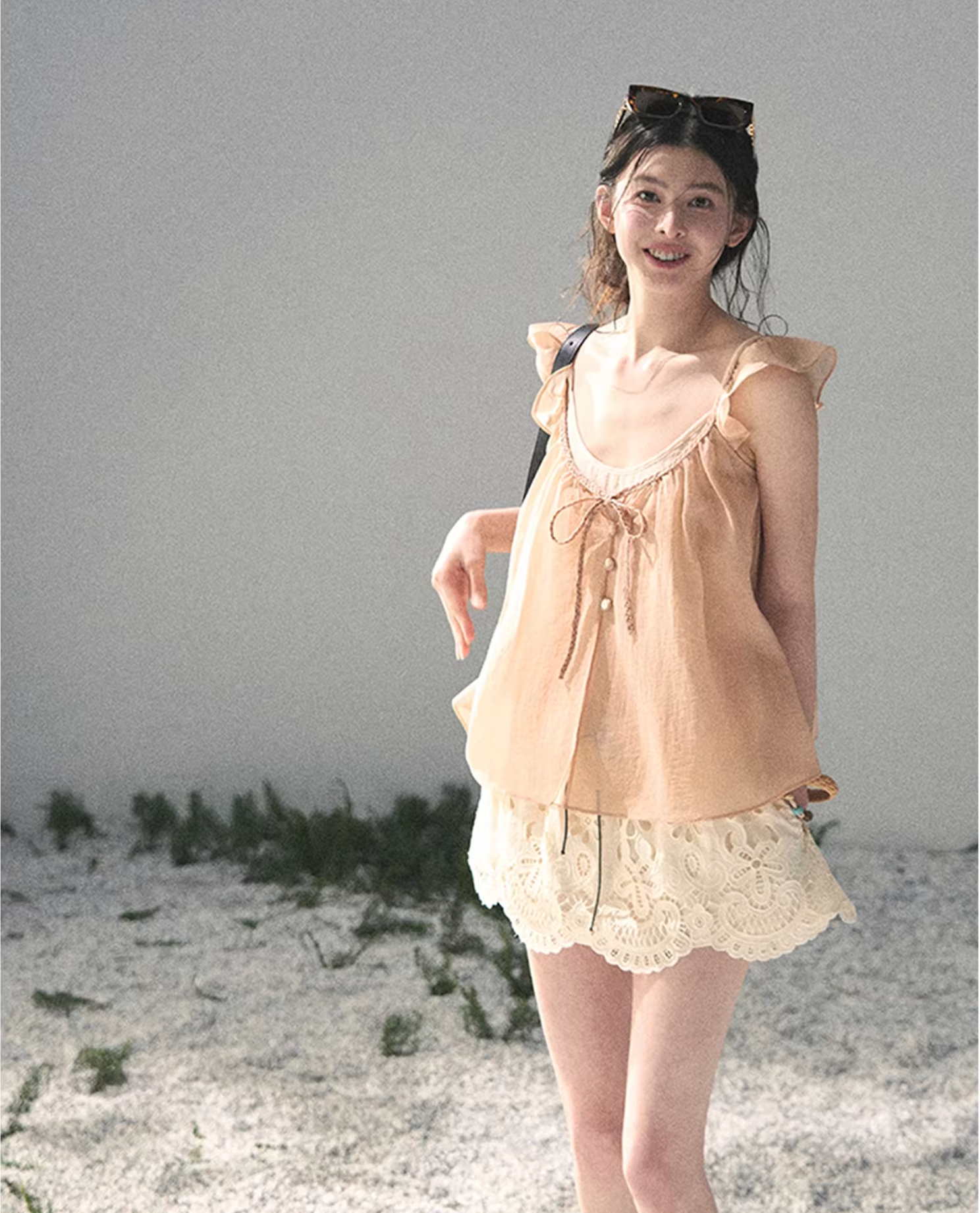 SHAOYEYAN Women's "Your Whisper" French two-piece set, including short-sleeved t-shirt and sleeveless summer babydoll top