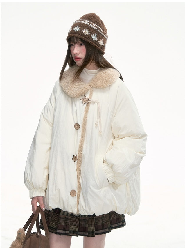 CANSTOREGIRLS Warm new 90's white floral collar down jacket from Canned Food Store 'Rongjian Xingtui' winter