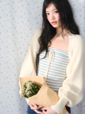 WEEKENDHUB Women's Spring/Summer 2026 two-piece set, including plaid strapless top and knitted cardigan