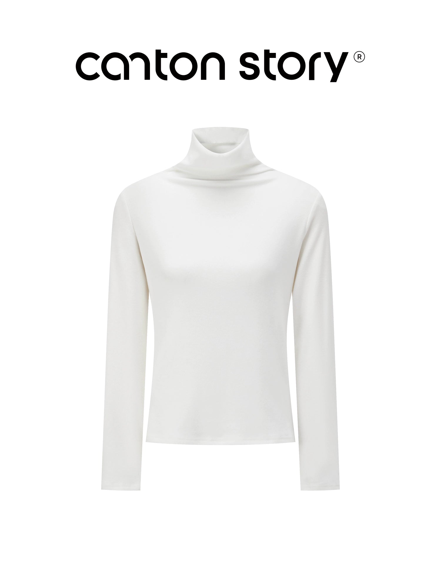 CANTONSTORY Guangzhou Story women's winter retro solid color high-neck long-sleeved T-shirt, new style, loose and warm