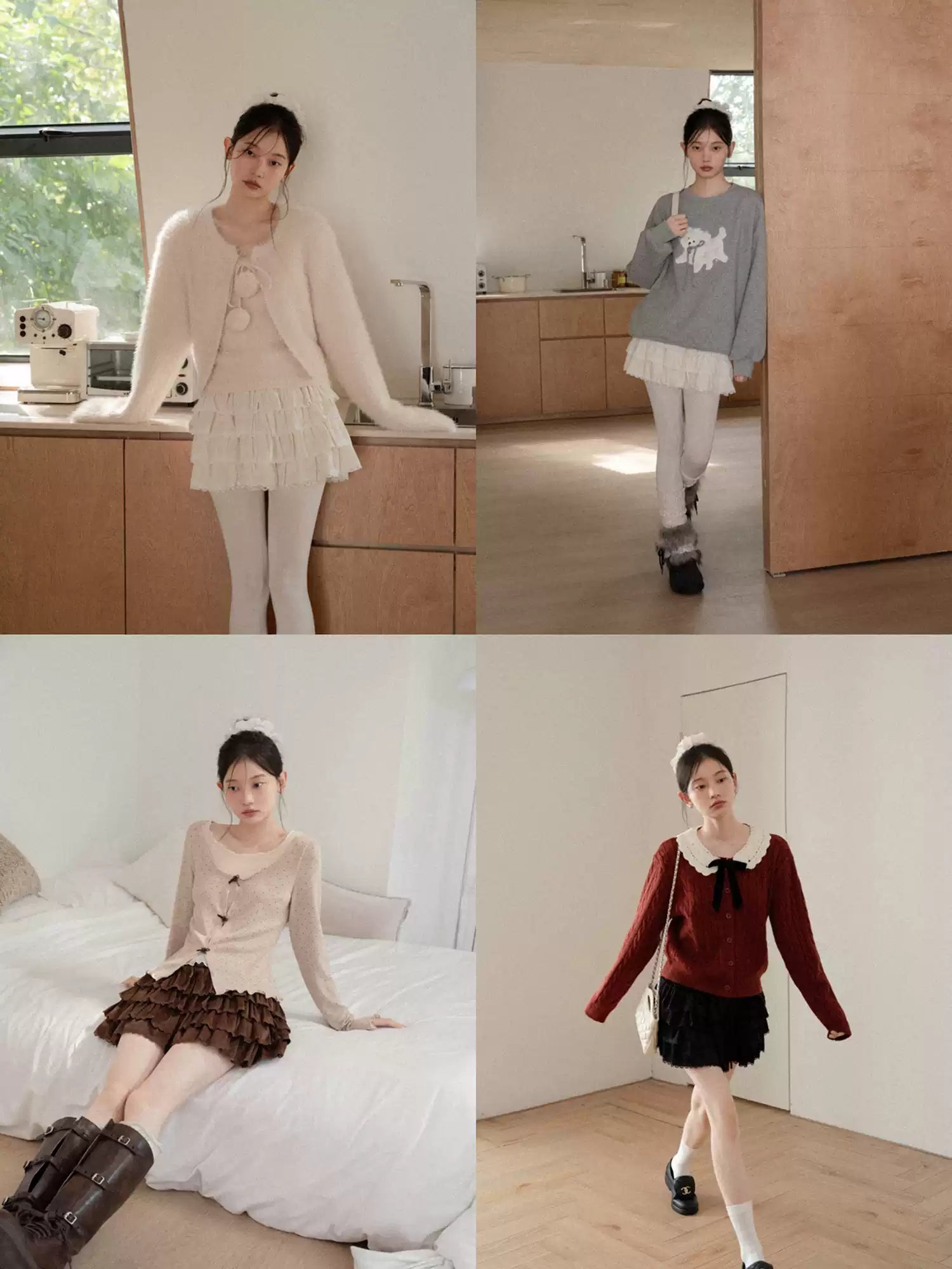 CANTONSTORY New winter style sweet apricot high-waisted midi dress for women, tight-fitting A-line dress, short skirt