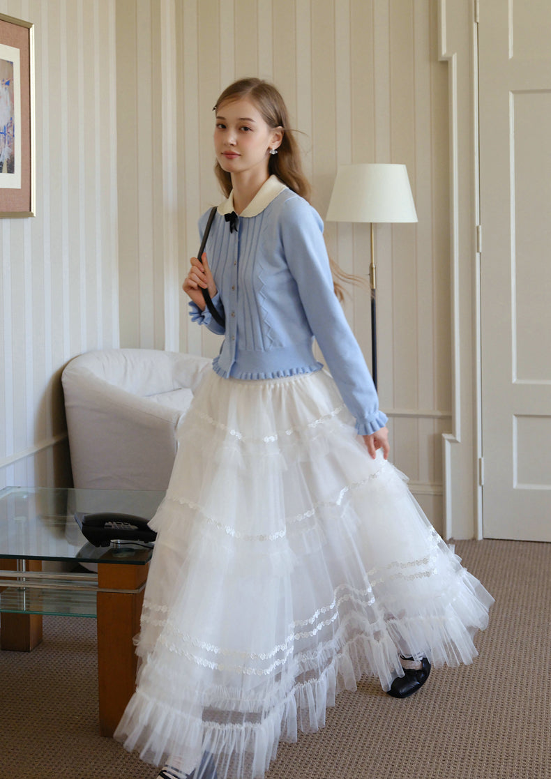 ISISLOVE Unique design, gorgeous white tulle midi skirt, super flowy and layered, perfect for fall.