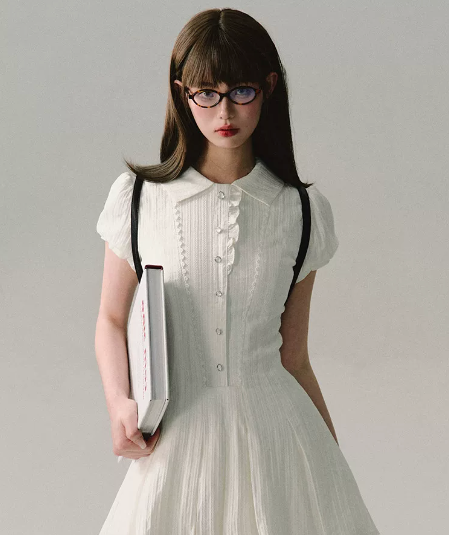 OAKMOO "Waiting for you after class" dress, A-line skirt, short-sleeved shirt dress, work/student style