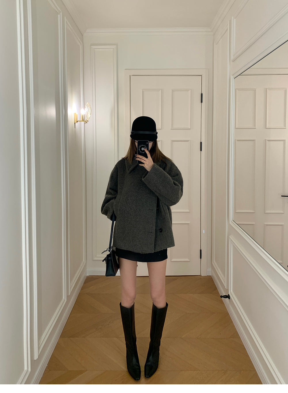 XZICHIC continues the classic style of Kim Min-hee wool coat, women's winter coat, size 57 (wool and alpaca wool).