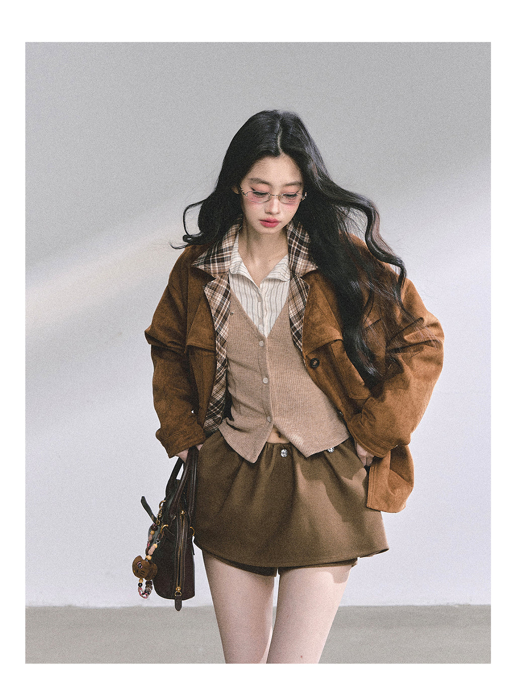 SHAOYEYAN Aomalm "Oak Poetry" Autumn Knitted Polo Shirt % Women's American Style Long Sleeve Striped Two-piece Fake Two-Piece T-shirt