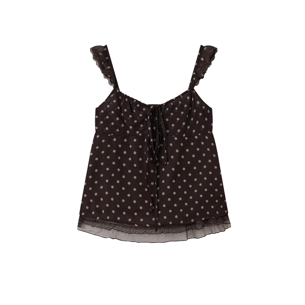 CHAOSCHAO Soft, sexy silk summer blouse with leopard print and polka dots, puff sleeves, retro resort style by