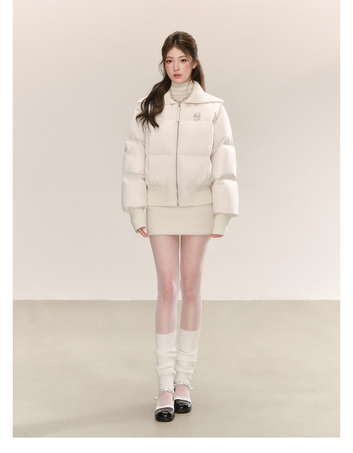 QDQD Korean style design, lapel, white short down jacket, winter style, 90% white down, thick and warm women's coat.