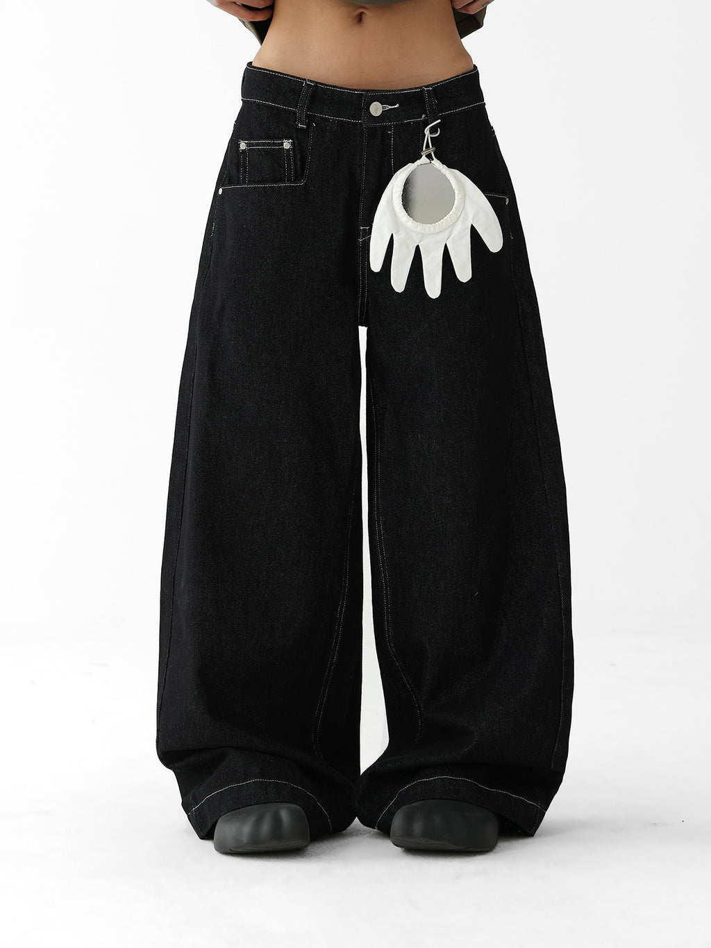 Acestudios Black Low Rise Wide Leg Jeans