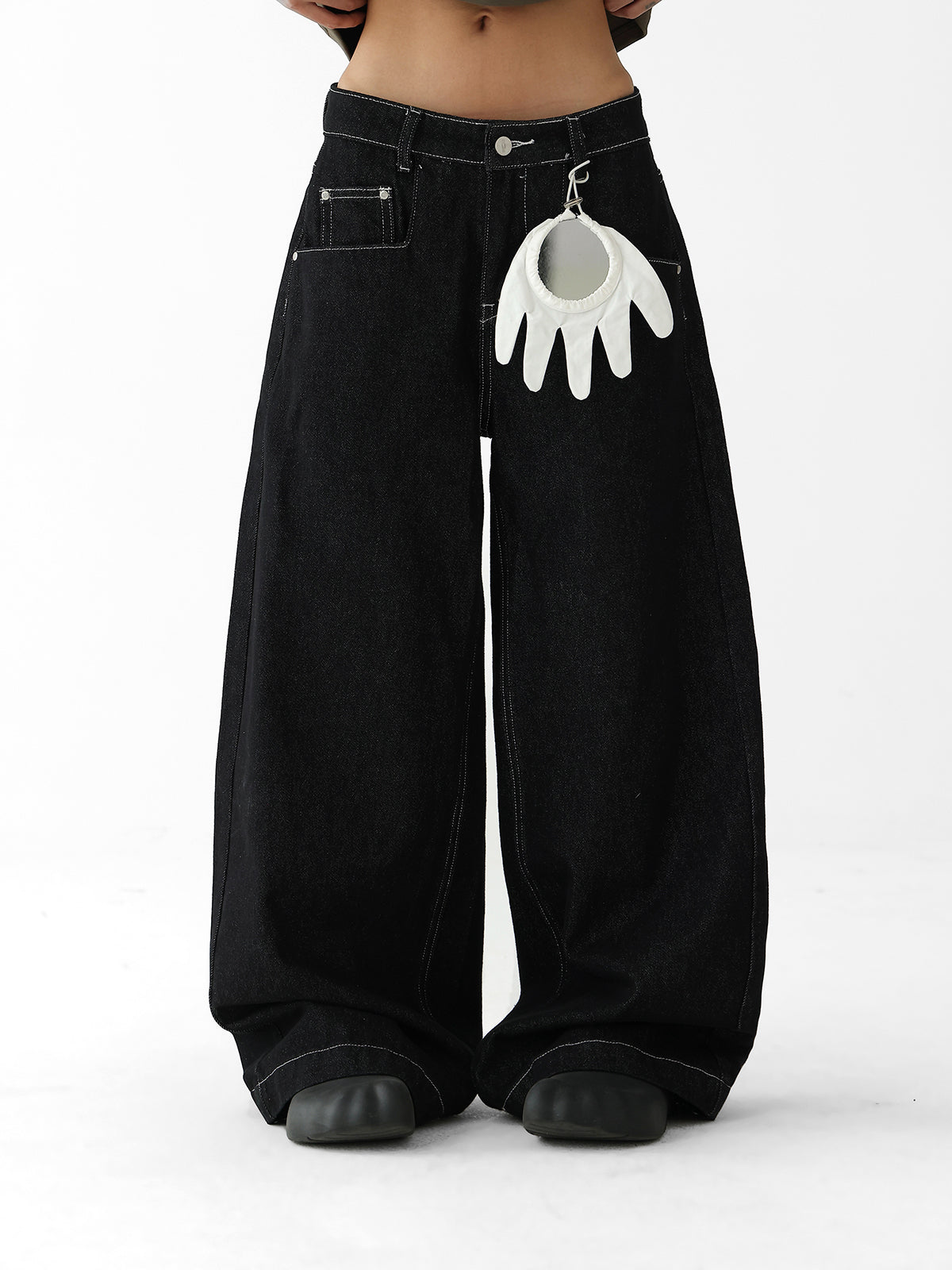 Acestudios Black Low Rise Wide Leg Jeans