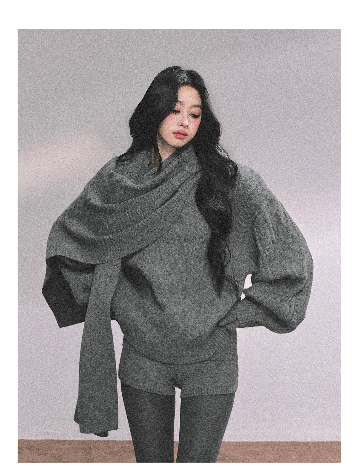 SHAOYEYAN Women's Korean Style "Zurich Student" Winter Cable Knitted Sweater Three-piece Set