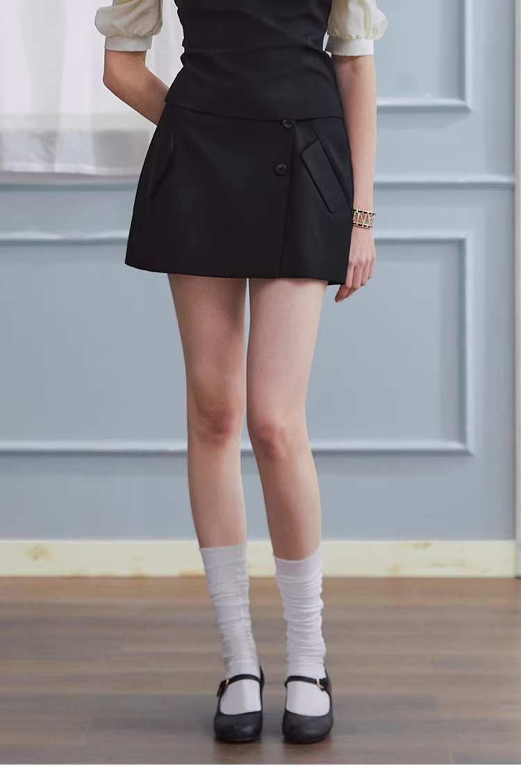 LaLuneDuCiel Short tulip skirt/skirt, slit, high quality, fashionable, versatile, flattering, office style for spring women.