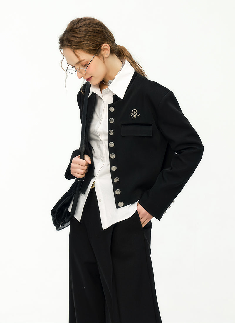 Genuine IKyou high-end black jacket for women spring, new style, IKYOU short slim vest