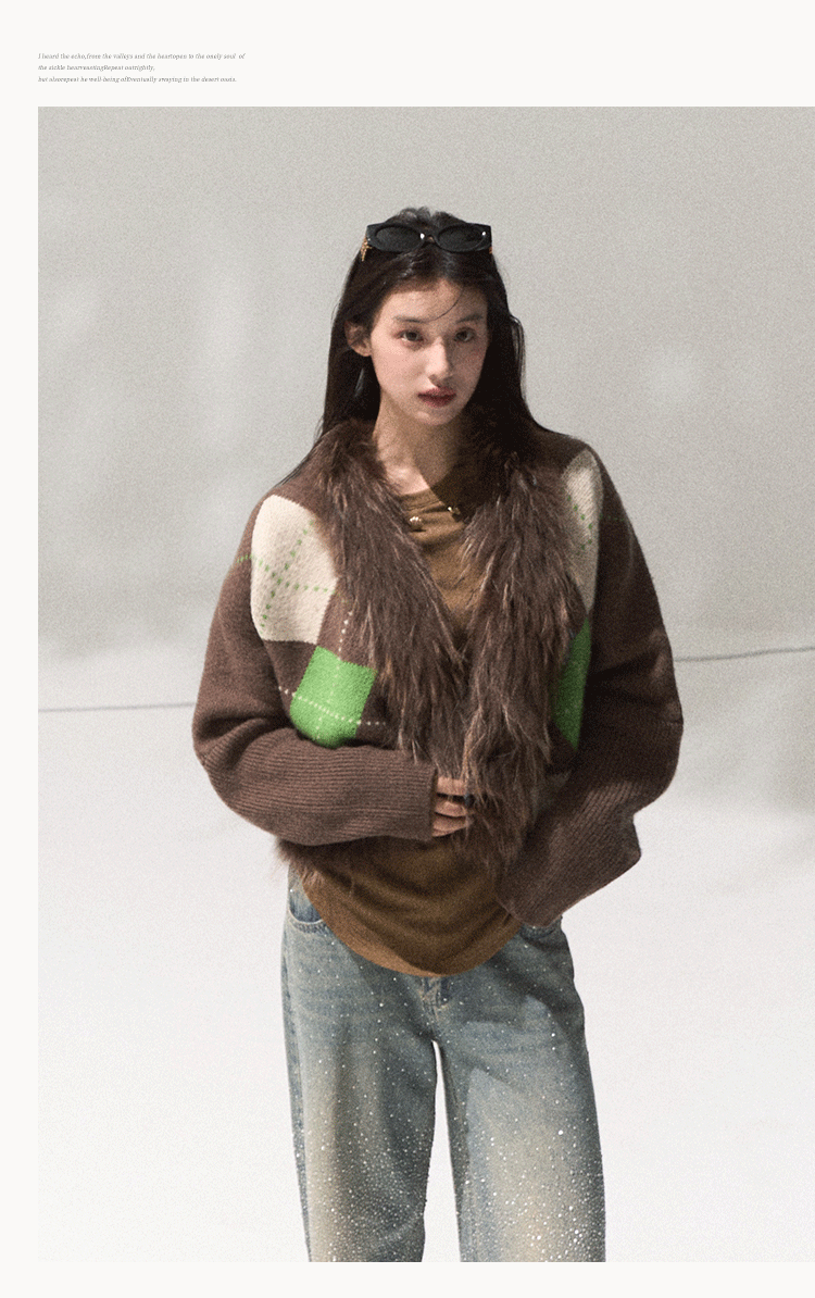 OAKMOO "Tangible Gift" - Women's Loose Cardigan with Raccoon Collar, Thick and Warm Coat.