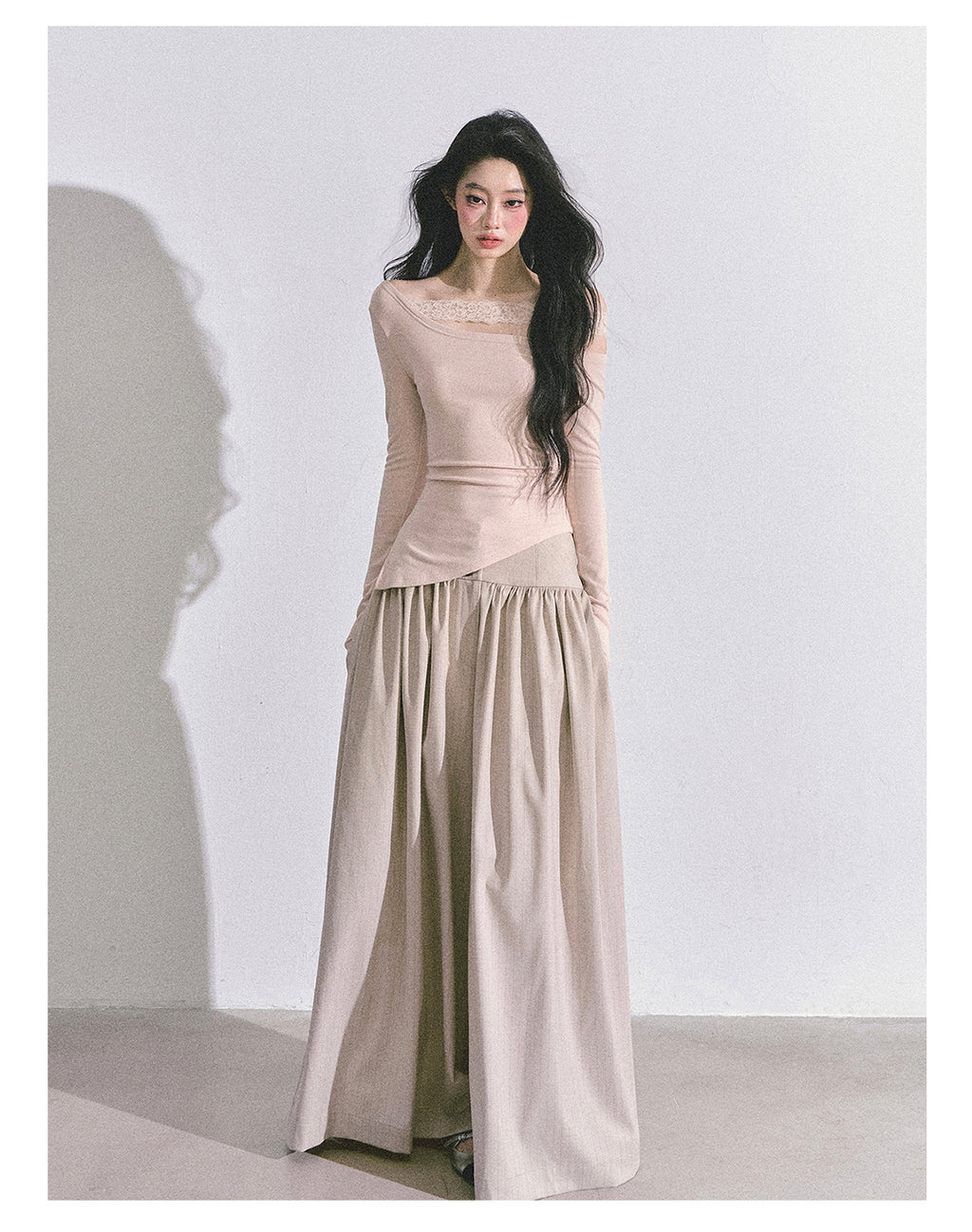 SHAOYEYAN Korean style comfortable wide leg pants for young women, loose straight leg pants, slim fit, gray long pants.
