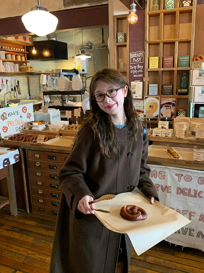 RAINY Women's Classic Single Breasted Hooded Wool Coat, Winter Design, Classic Style, Loose Fit, Versatile Wool Coat