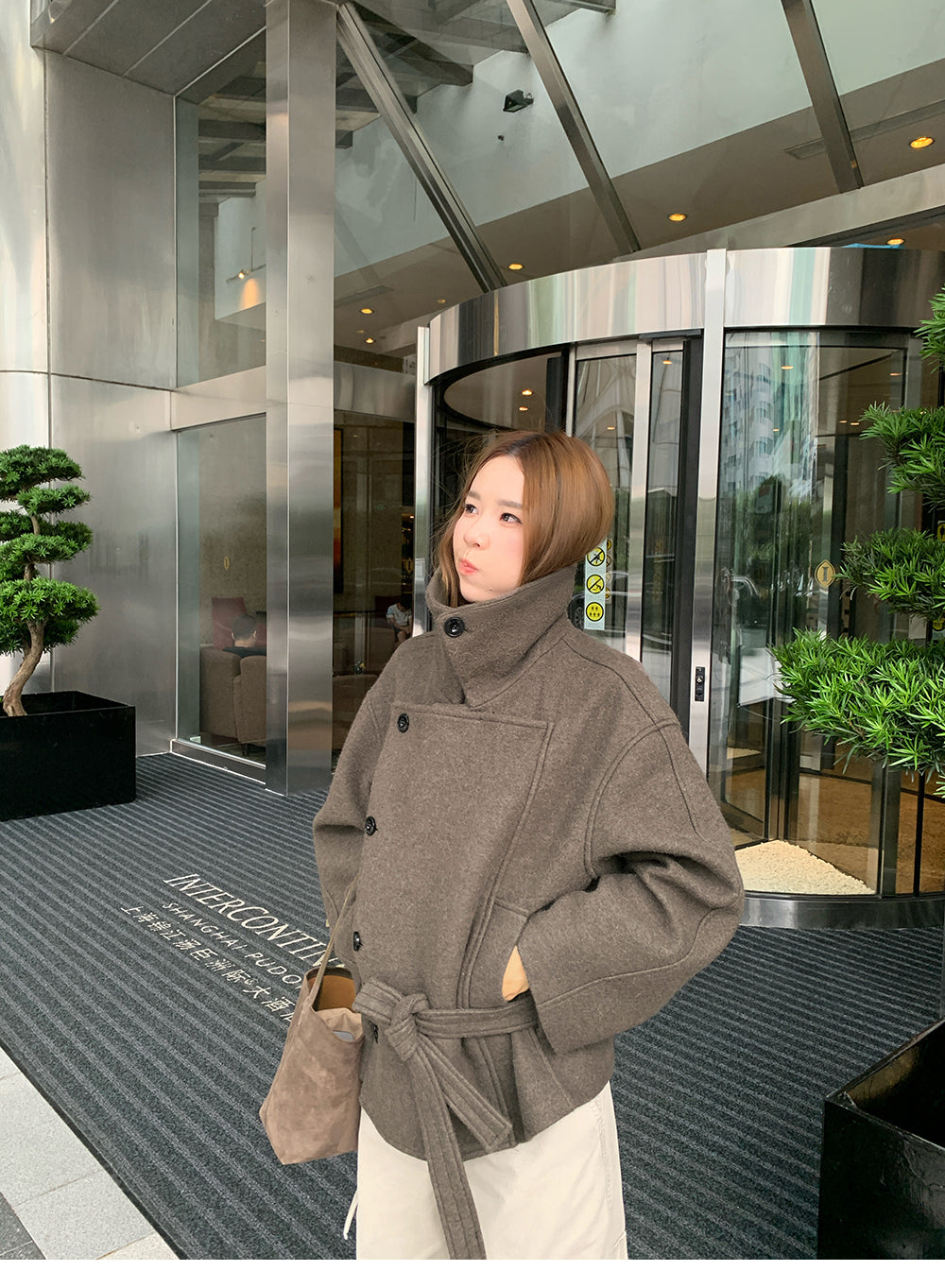 XZICHIC continues the classic style of Kim Min-hee wool coat, women's winter coat, size 57 (wool and alpaca wool).