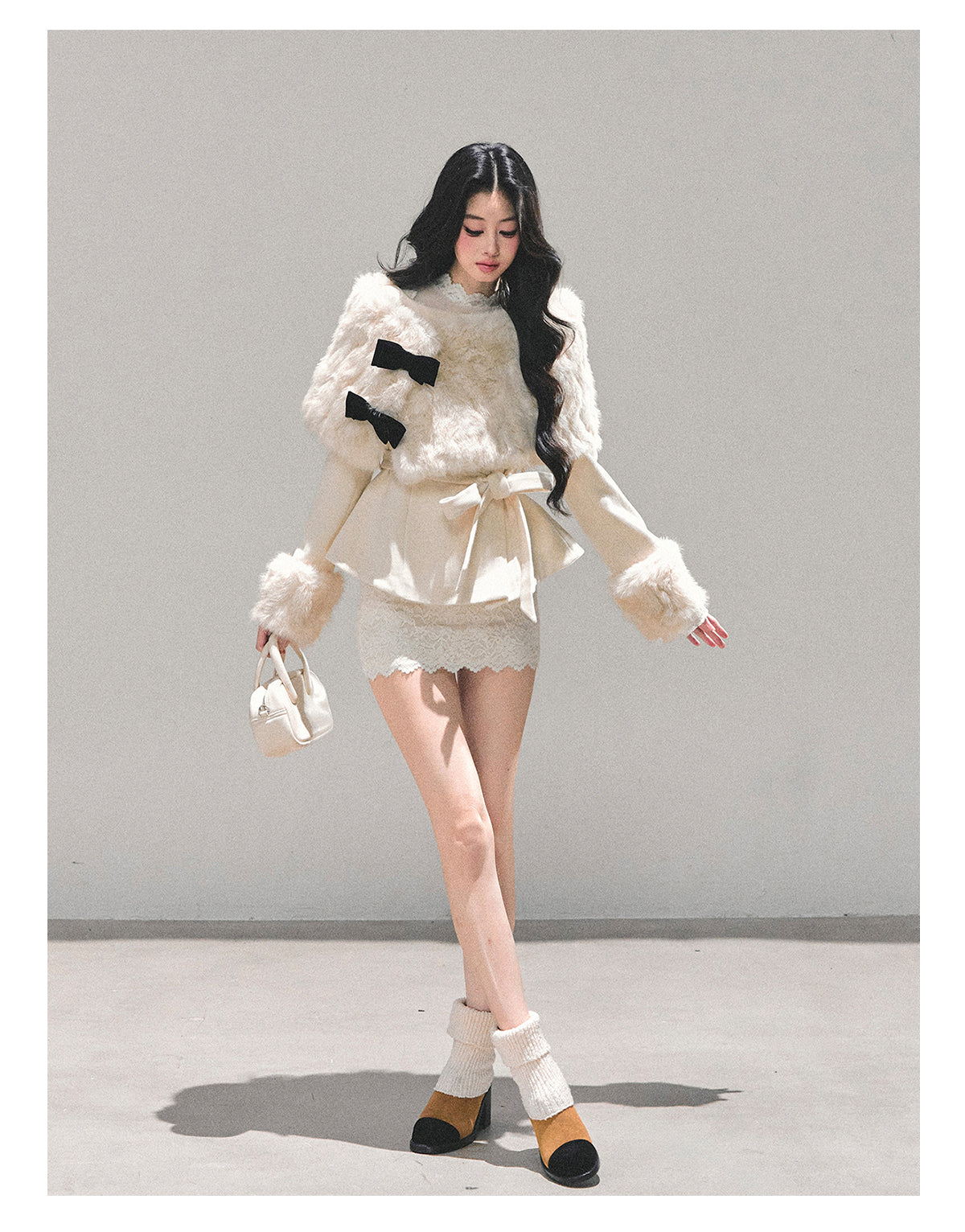 SHAOYEYAN Women's "Through Her Dreams" Luxury Winter Coat, Cloak and Shorts Trio Set