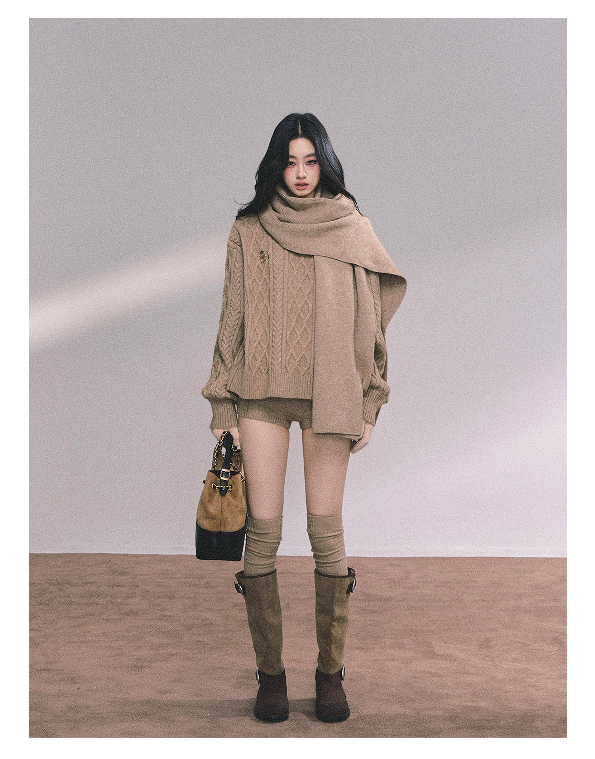 SHAOYEYAN Women's Korean Style "Zurich Student" Winter Cable Knitted Sweater Three-piece Set