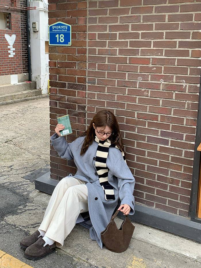 RAINY Women's Classic Single Breasted Hooded Wool Coat, Winter Design, Classic Style, Loose Fit, Versatile Wool Coat