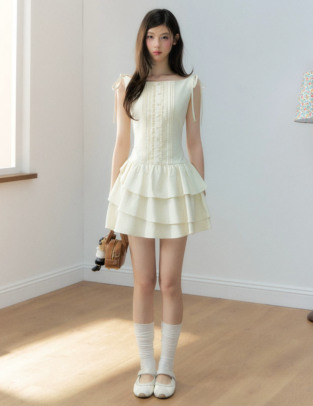 Soote Season Sleeveless puffy dress with flared waist, petal hem, Lyocell material, original design by.