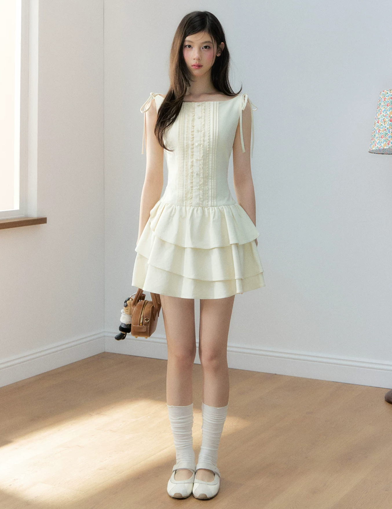 Soote Season Sleeveless puffy dress with flared waist, petal hem, Lyocell material, original design by.
