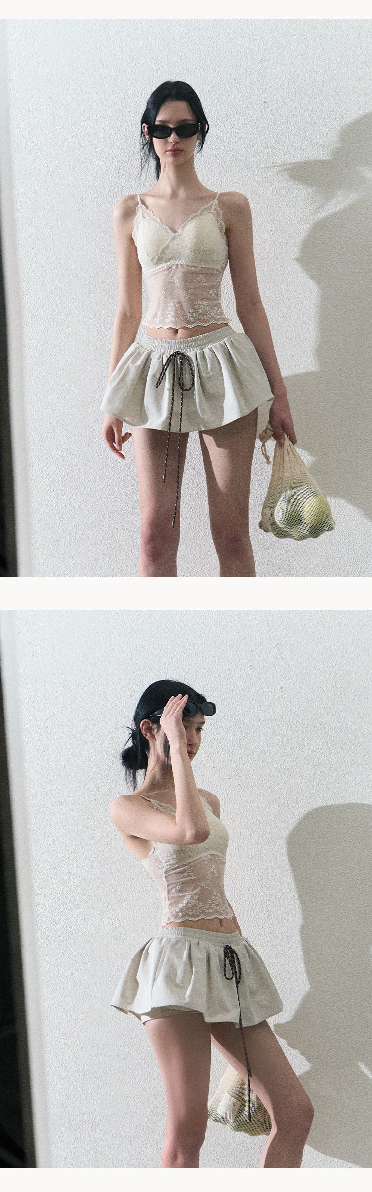 OAKMOO Multi-color stretch mini dress, drawstring, tulip skirt shape, "Lemon Scent" skirt shape, slimming and lengthening legs