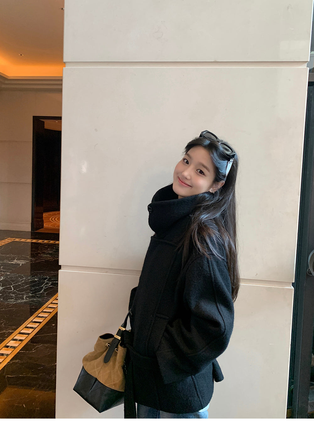 XZICHIC continues the classic style of Kim Min-hee wool coat, women's winter coat, size 57 (wool and alpaca wool).