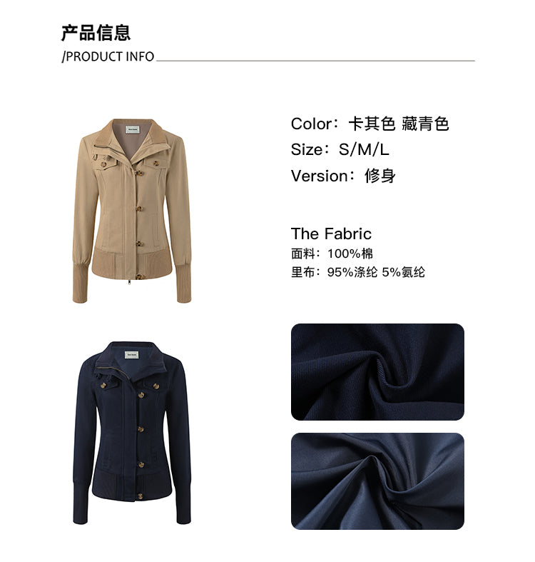 Soote Season Korean Style Turtleneck Zipper Slim Fit Jacket