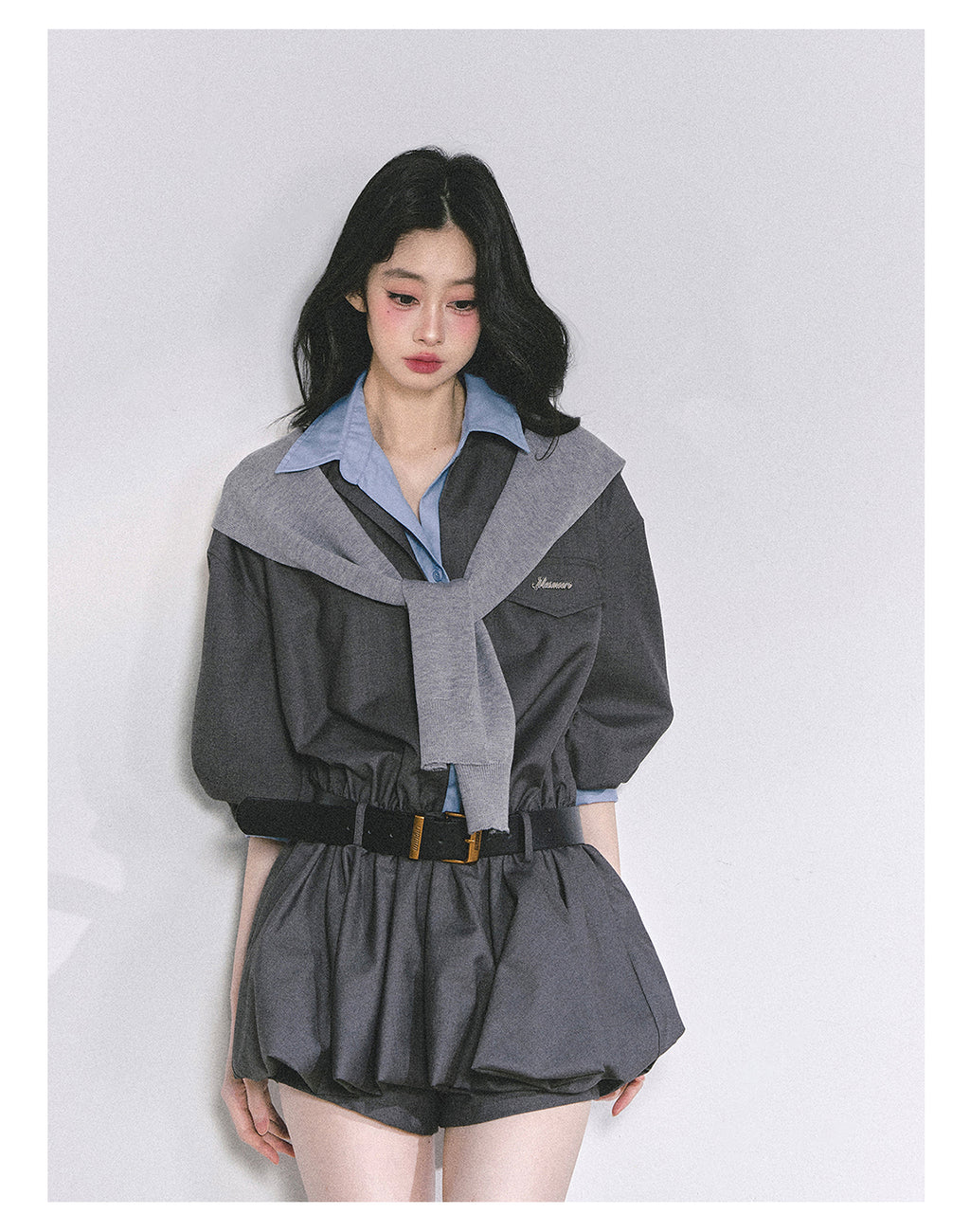 SHAOYEYAN Hepburn style shirt dress with shorts for women autumn waist hugging short skirt bright student style