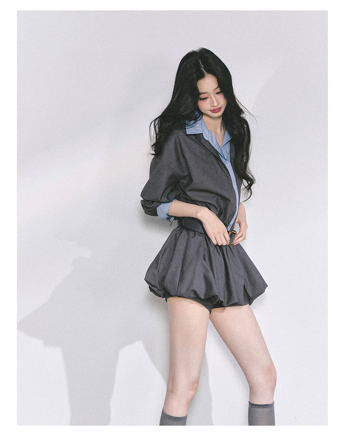 SHAOYEYAN Hepburn style shirt dress with shorts for women autumn waist hugging short skirt bright student style