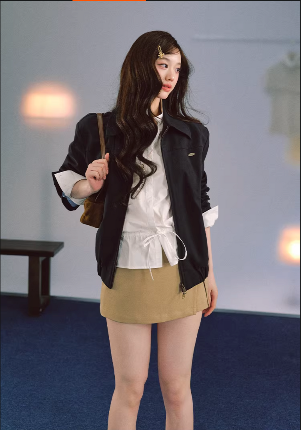 LaluneDuCiel High quality women's jacket made of pure cotton, simple, classic design, with shoulder pads