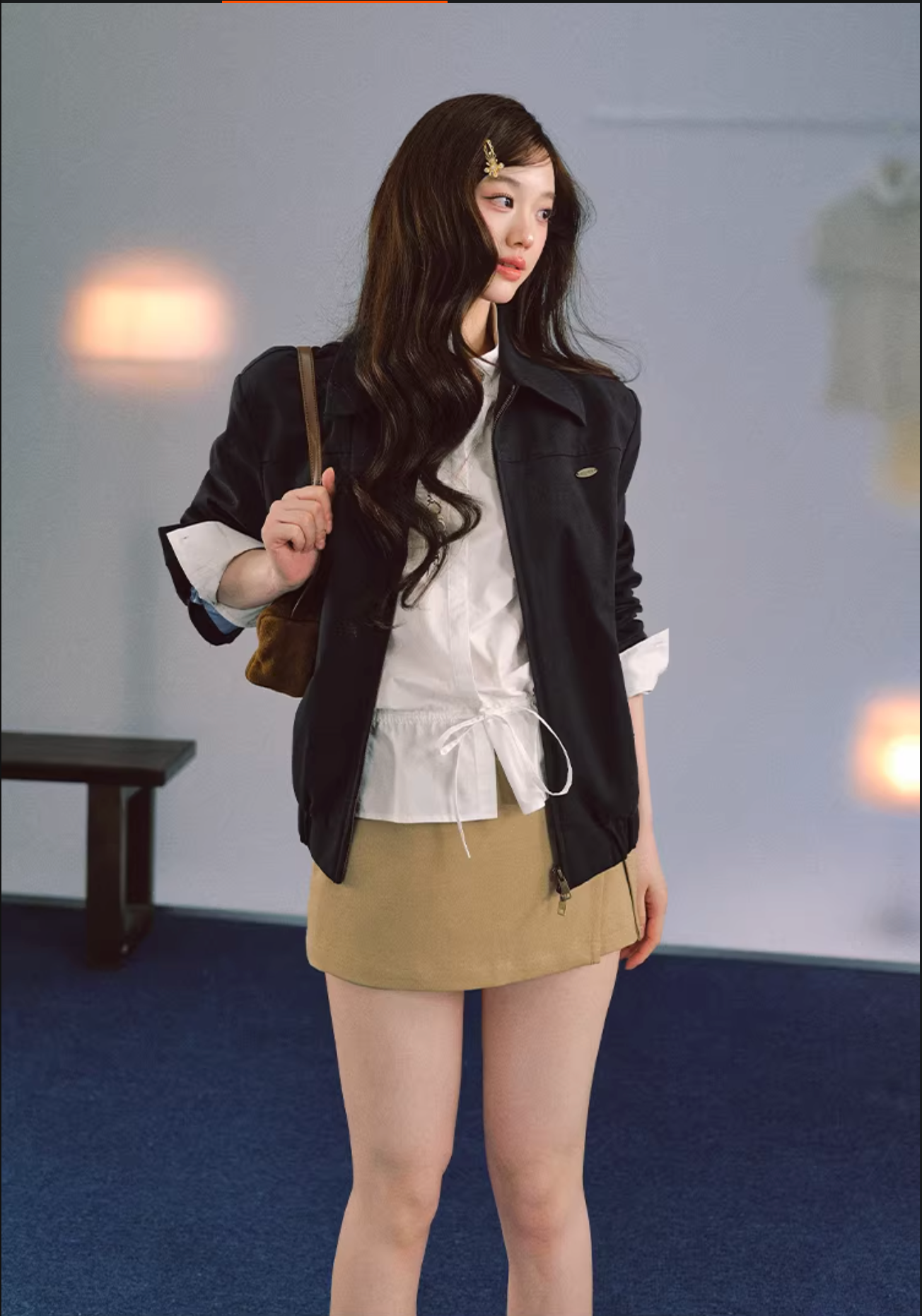 LaluneDuCiel High quality women's jacket made of pure cotton, simple, classic design, with shoulder pads
