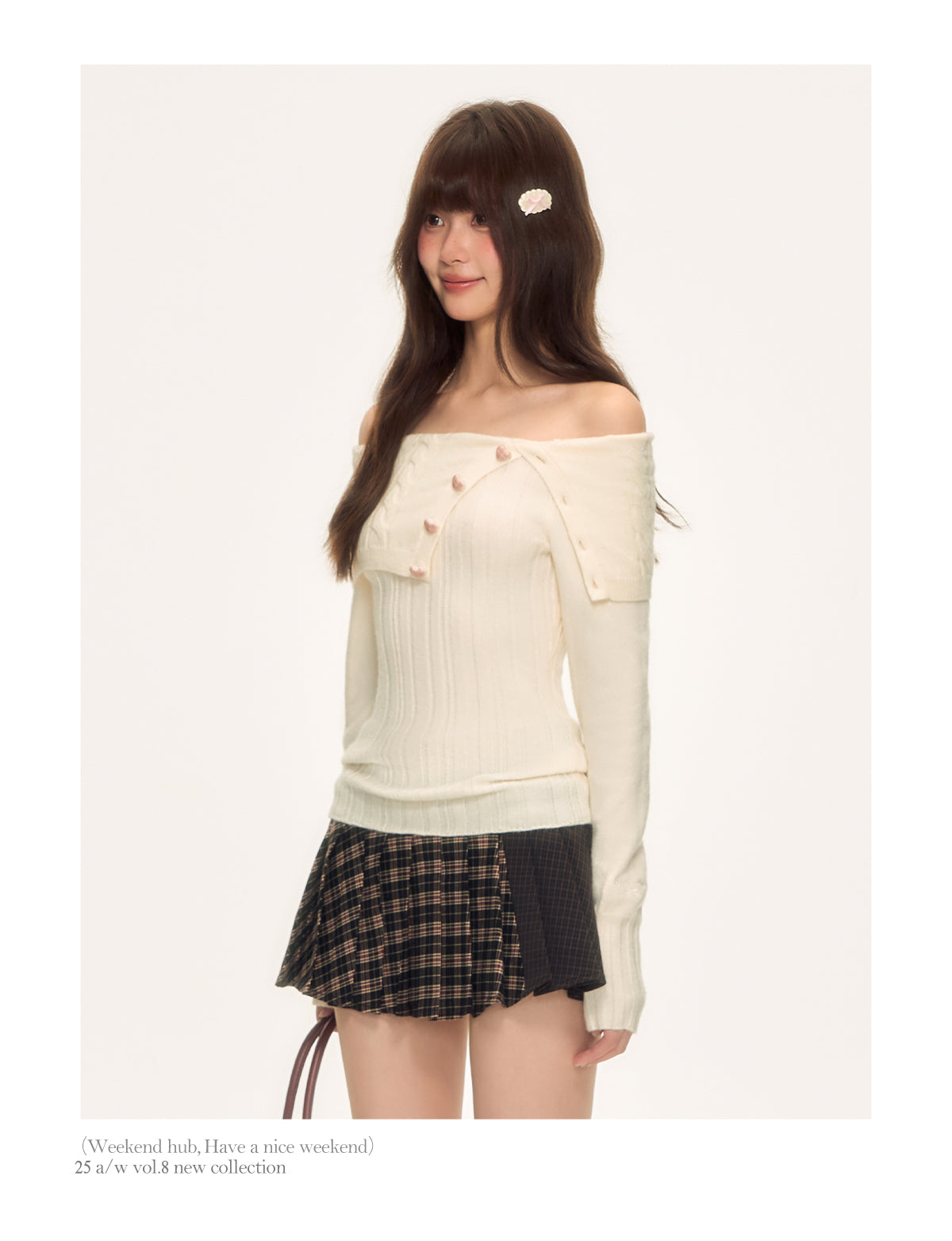WeekendHub Women's Autumn Winter Premium Off-the-shoulder Long Sleeve Knitted Sweater Apricot Slim Fit Inner Sweater