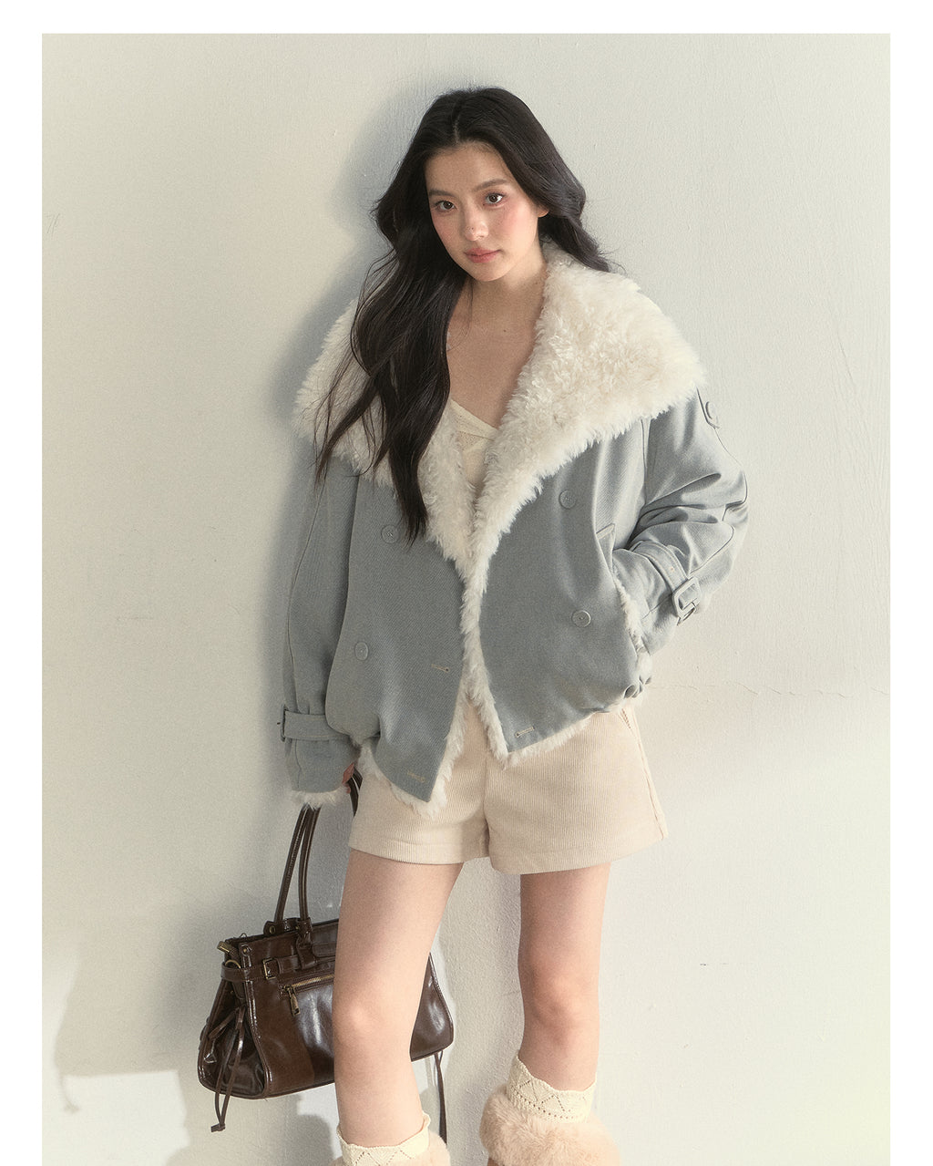 SUNSET PARK "Warm Winter Oak Forest" Soft Double-Breasted Fleece Parka