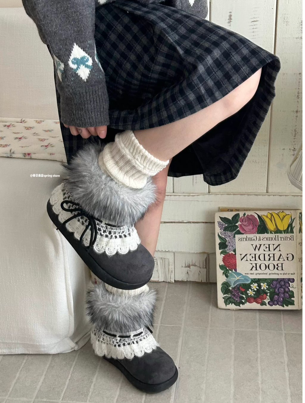 SPRINGSTORE Spring Store Women's Millennium Style Fur Snow Boots, New for 2025, Thick Fleece Lining