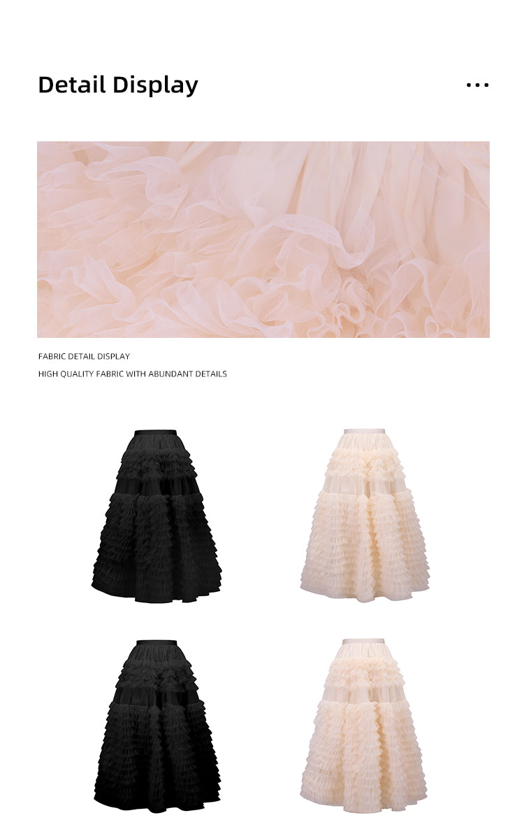 Avenement Women's Pleated Mesh A-Line Skirt