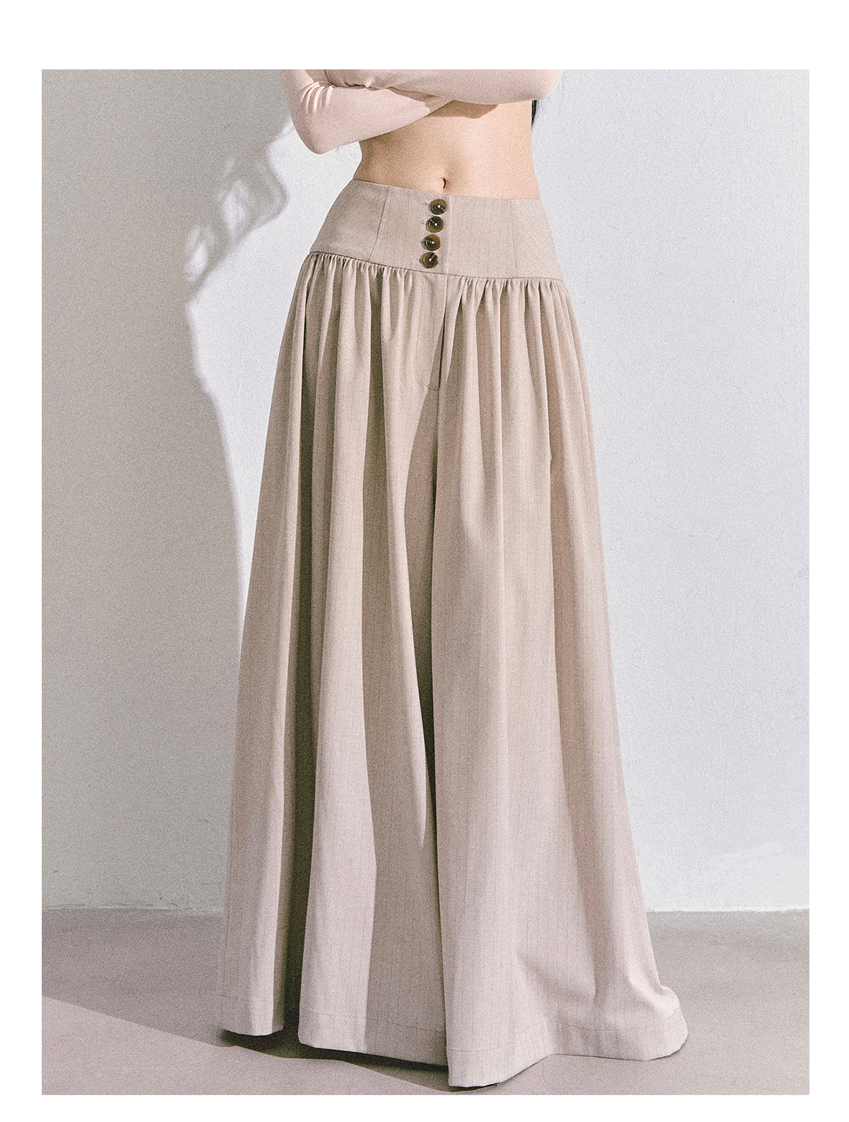 SHAOYEYAN Korean style comfortable wide leg pants for young women, loose straight leg pants, slim fit, gray long pants.